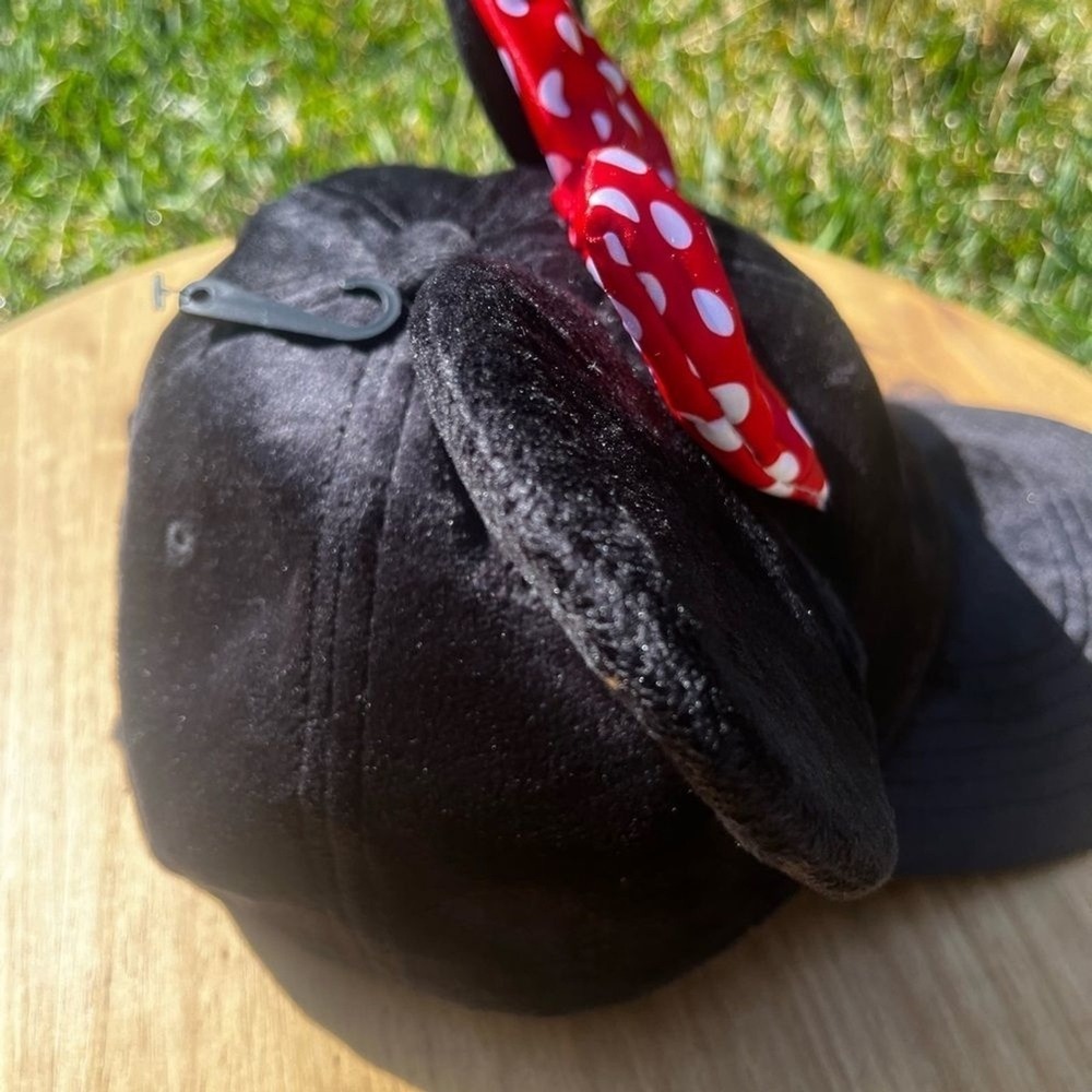 Disney Women's Minnie Mouse Hat w/ Red Polka Dot Bow Velour SOUVENIR OS GIFT NEW - Picture 8 of 11